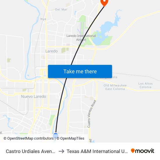 Castro Urdiales Avenue, 103 to Texas A&M International University map