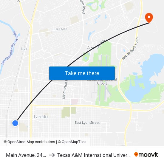 Main Avenue, 2447 to Texas A&M International University map