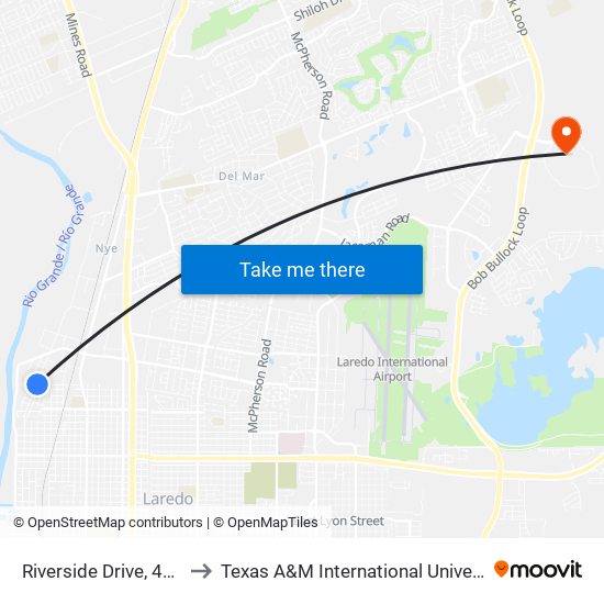 Riverside Drive, 4707 to Texas A&M International University map