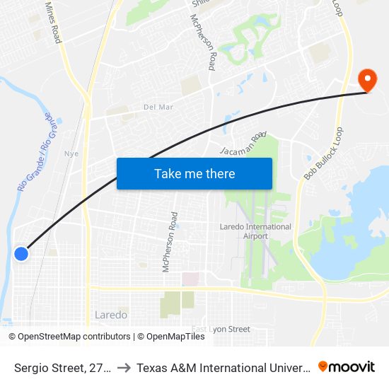 Sergio Street, 2707 to Texas A&M International University map