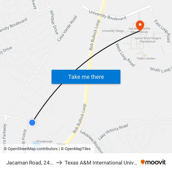 Jacaman Road, 2414b to Texas A&M International University map