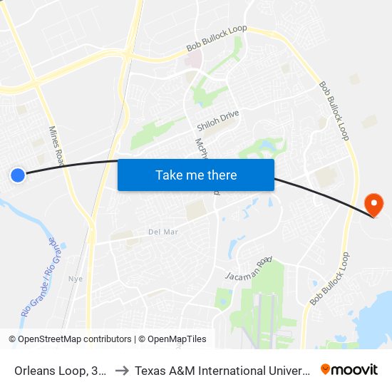 Orleans Loop, 305 to Texas A&M International University map