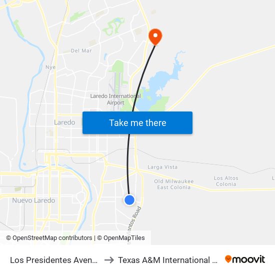 Los Presidentes Avenue, 3719 to Texas A&M International University map