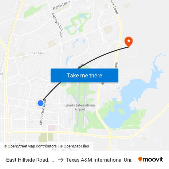 East Hillside Road, 1030 to Texas A&M International University map