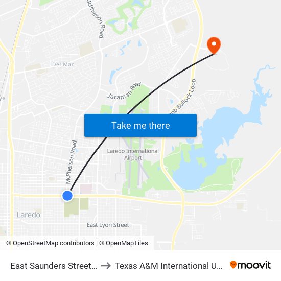 East Saunders Street, 1201 to Texas A&M International University map