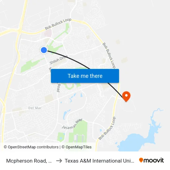 Mcpherson Road, 6414 to Texas A&M International University map