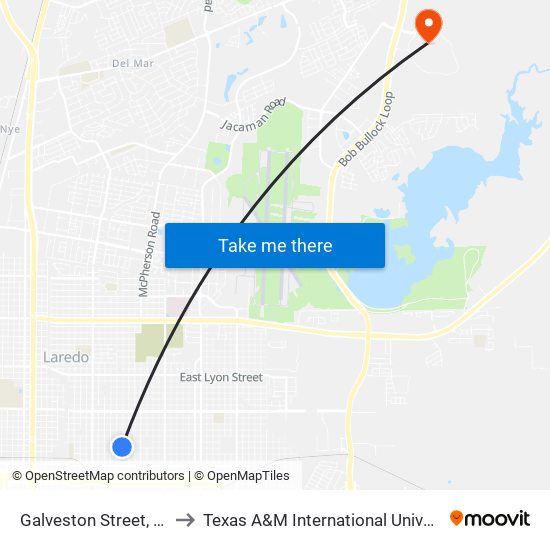 Galveston Street, 818 to Texas A&M International University map