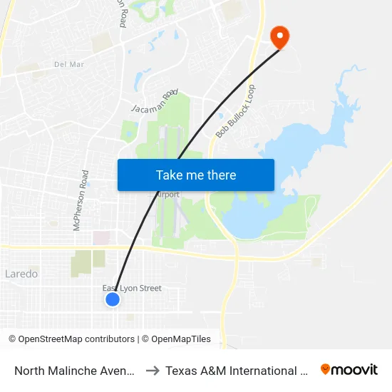 North Malinche Avenue, 2604 to Texas A&M International University map