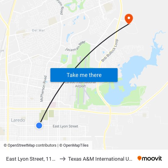 East Lyon Street, 1106-1/2 to Texas A&M International University map