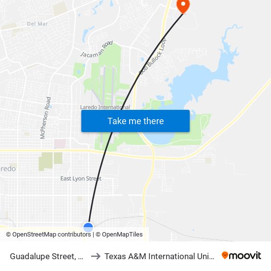 Guadalupe Street, 2711 to Texas A&M International University map