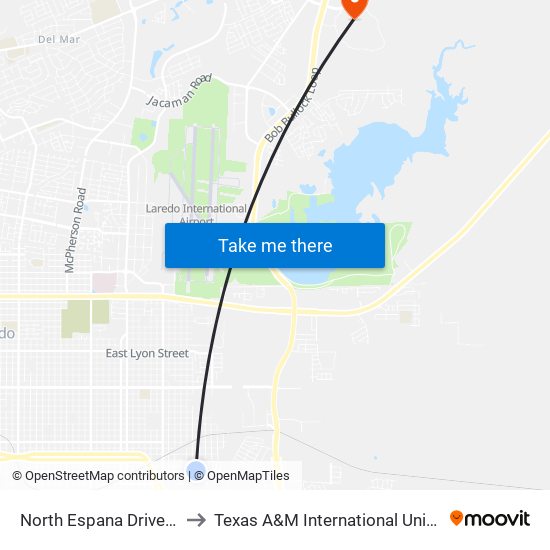 North Espana Drive, 105 to Texas A&M International University map