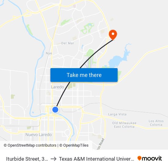 Iturbide Street, 326 to Texas A&M International University map