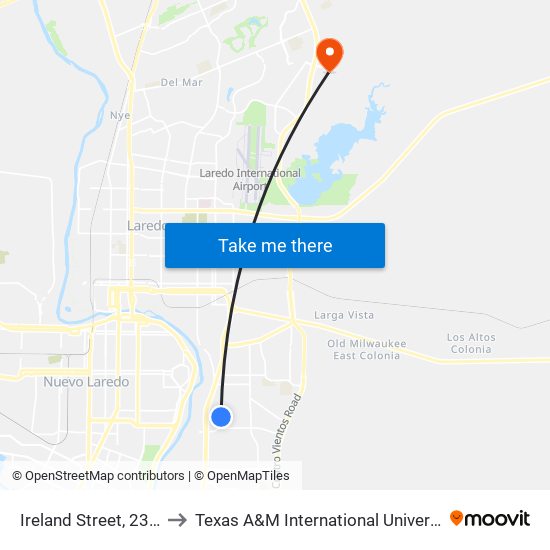Ireland Street, 2302 to Texas A&M International University map