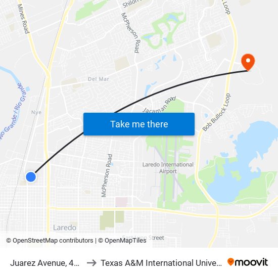 Juarez Avenue, 4419 to Texas A&M International University map