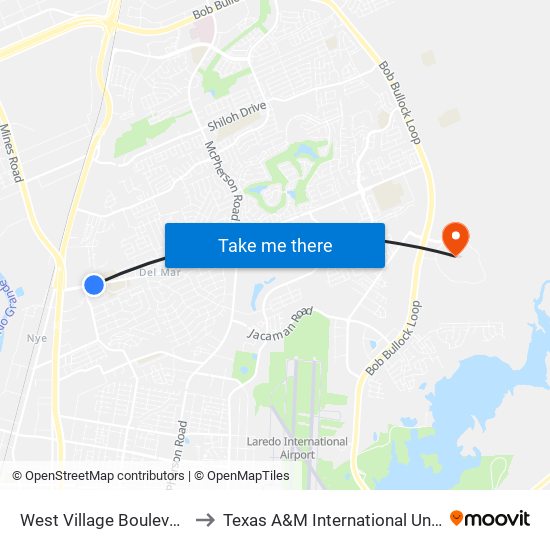 West Village Boulevard, 1a to Texas A&M International University map