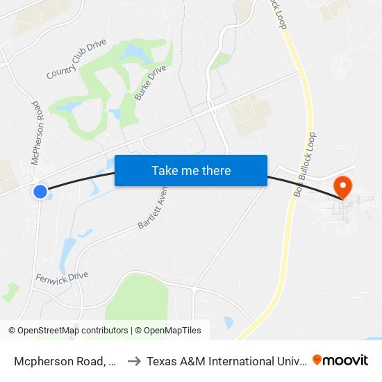 Mcpherson Road, 7605 to Texas A&M International University map