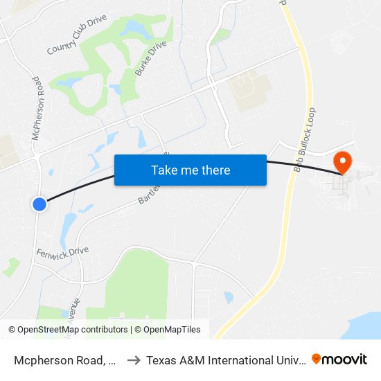 Mcpherson Road, 7205 to Texas A&M International University map