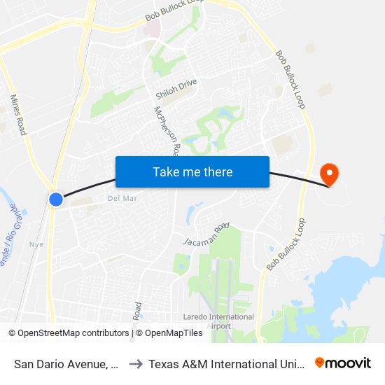 San Dario Avenue, 7509 to Texas A&M International University map