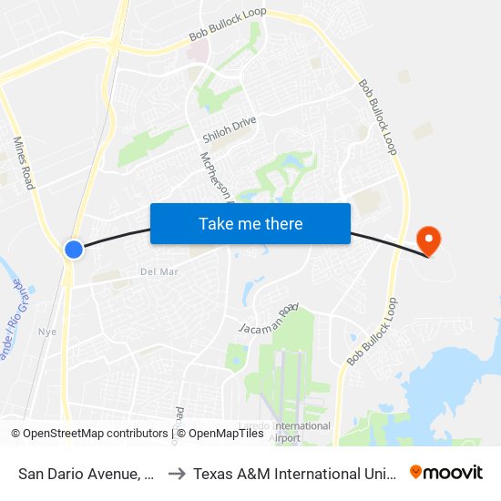 San Dario Avenue, 7923 to Texas A&M International University map