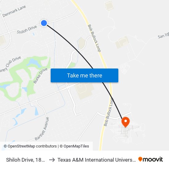 Shiloh Drive, 1815 to Texas A&M International University map