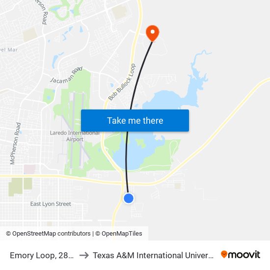 Emory Loop, 2834 to Texas A&M International University map