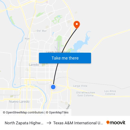 North Zapata Highway, 115 to Texas A&M International University map