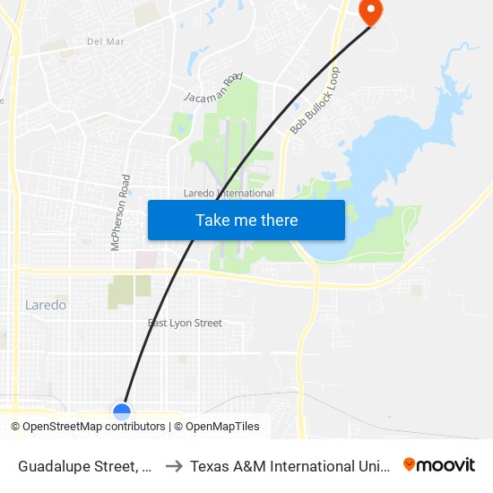 Guadalupe Street, 1320 to Texas A&M International University map