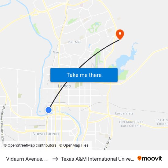 Vidaurri Avenue, 206 to Texas A&M International University map