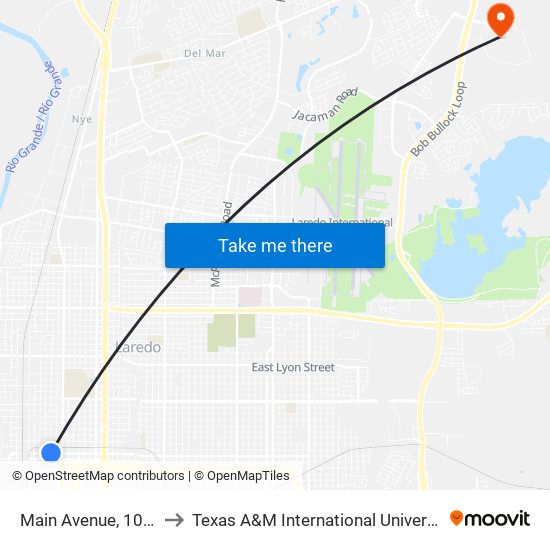 Main Avenue, 1015 to Texas A&M International University map