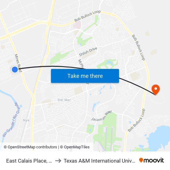 East Calais Place, 802 to Texas A&M International University map