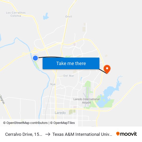 Cerralvo Drive, 15201 to Texas A&M International University map