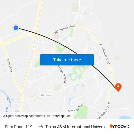 Sara Road, 11913 to Texas A&M International University map
