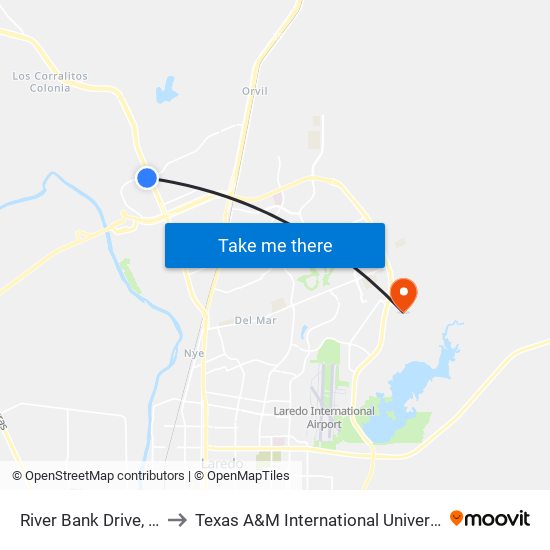 River Bank Drive, 87 to Texas A&M International University map