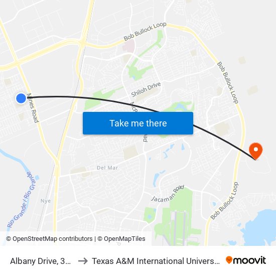 Albany Drive, 335 to Texas A&M International University map