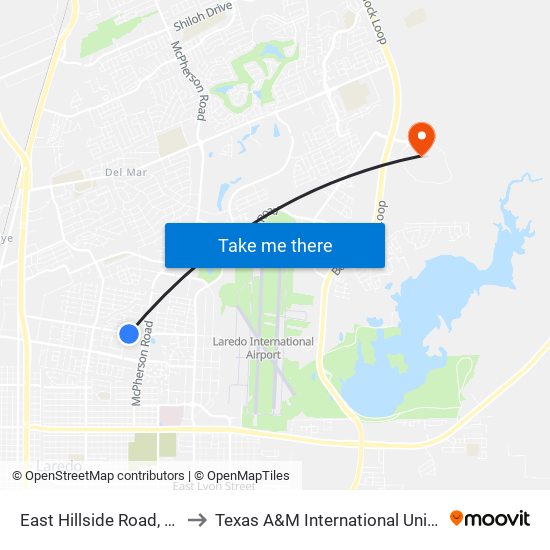 East Hillside Road, 1205 to Texas A&M International University map