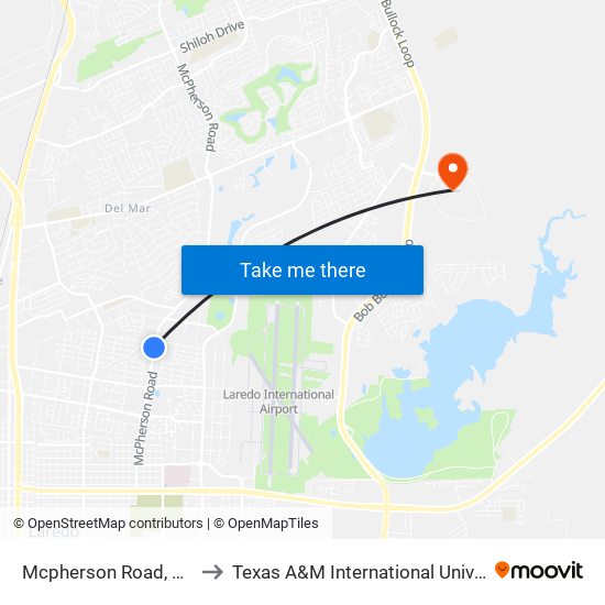 Mcpherson Road, 5108 to Texas A&M International University map