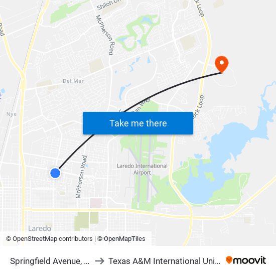 Springfield Avenue, 5101 to Texas A&M International University map