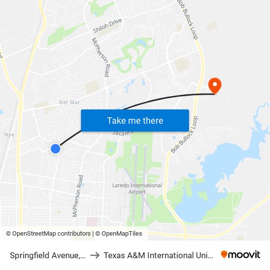 Springfield Avenue, 315 to Texas A&M International University map