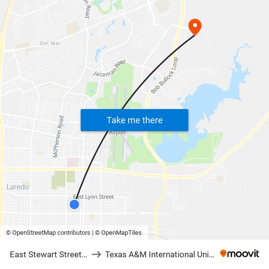 East Stewart Street, 104 to Texas A&M International University map