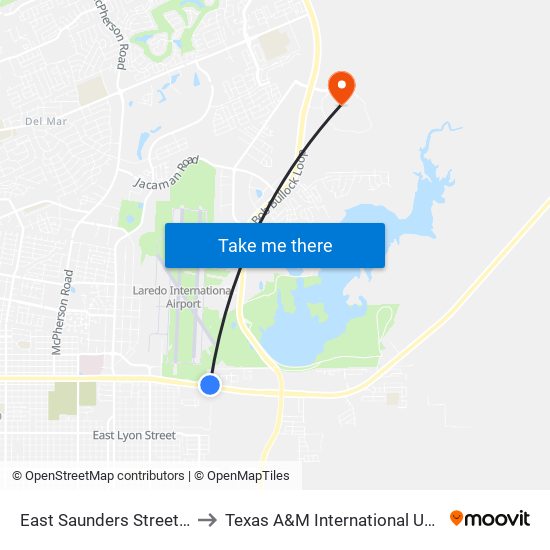 East Saunders Street, 3716 to Texas A&M International University map