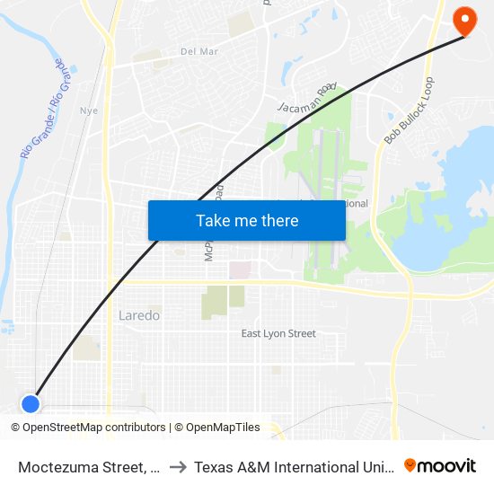 Moctezuma Street, 2220 to Texas A&M International University map