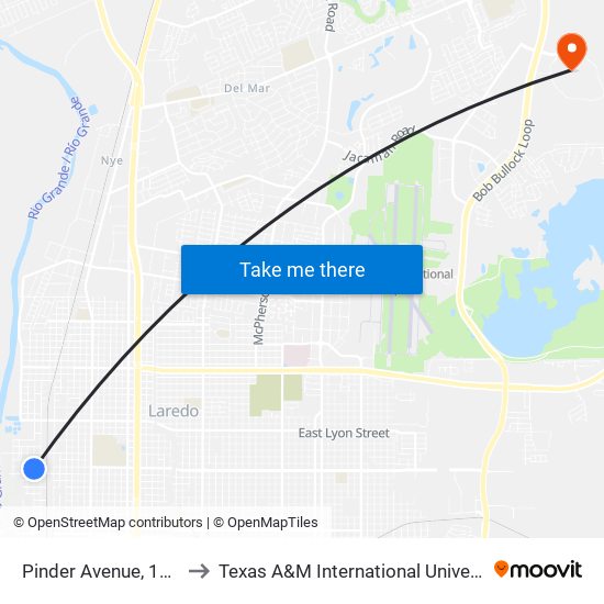 Pinder Avenue, 1920 to Texas A&M International University map