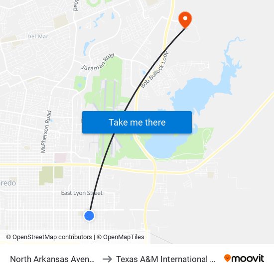 North Arkansas Avenue, 2112 to Texas A&M International University map