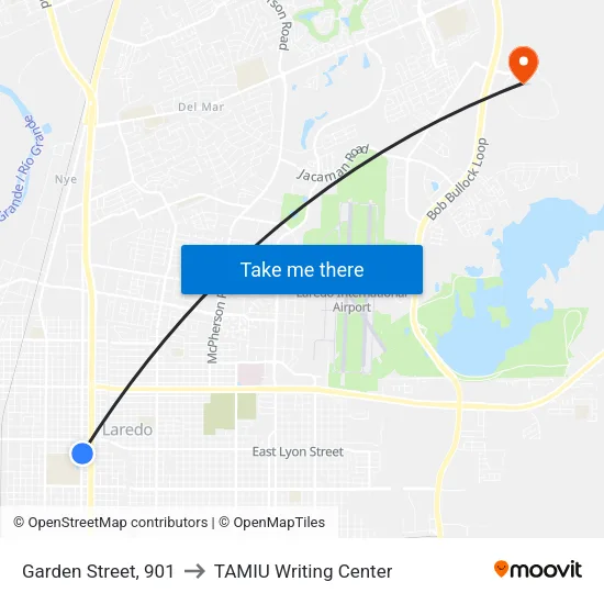 Garden Street, 901 to TAMIU Writing Center map