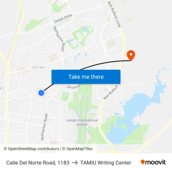 Calle Del Norte Road, 1183 to TAMIU Writing Center map