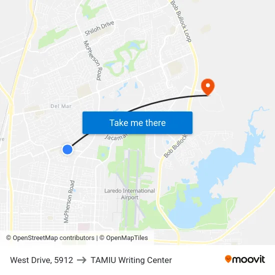 West Drive, 5912 to TAMIU Writing Center map