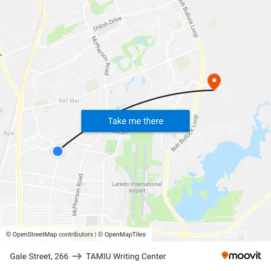 Gale Street, 266 to TAMIU Writing Center map