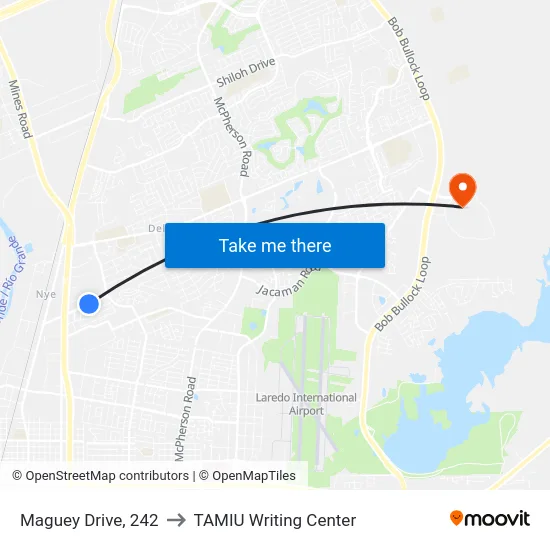 Maguey Drive, 242 to TAMIU Writing Center map