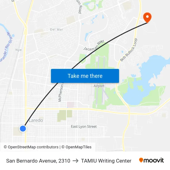 San Bernardo Avenue, 2310 to TAMIU Writing Center map