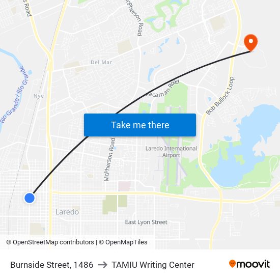 Burnside Street, 1486 to TAMIU Writing Center map